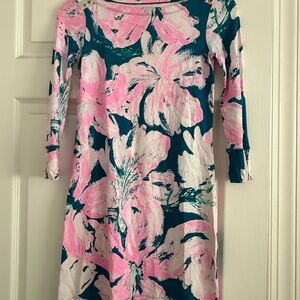 Lilly Pulitzer Pink and Teal Floral Long Sleeve Dress